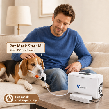 VARON VL-2 Portable Oxygen Concentrator Bundle | Pet Mask Kit